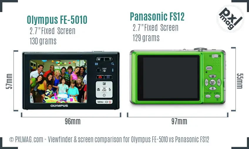 Olympus FE-5010 vs Panasonic FS12 Screen and Viewfinder comparison