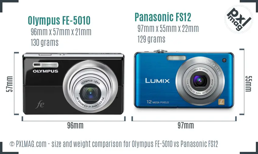 Olympus FE-5010 vs Panasonic FS12 size comparison
