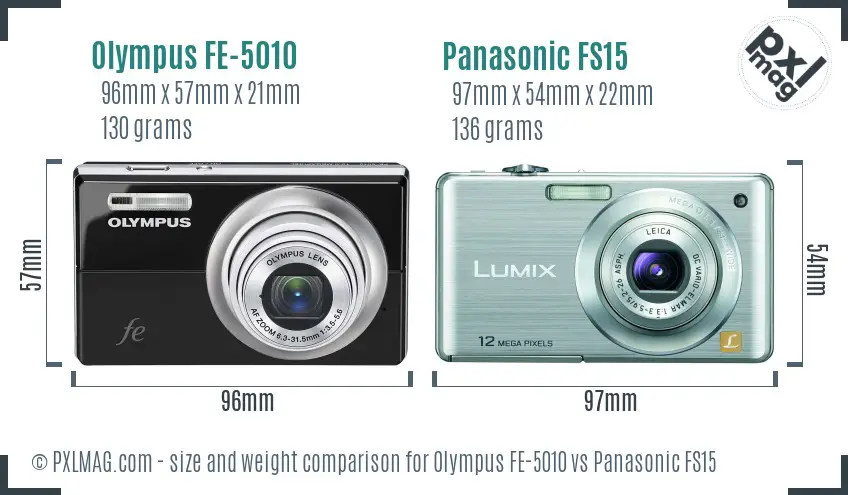 Olympus FE-5010 vs Panasonic FS15 size comparison