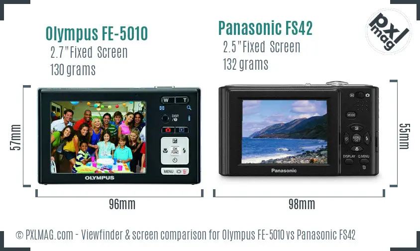 Olympus FE-5010 vs Panasonic FS42 Screen and Viewfinder comparison