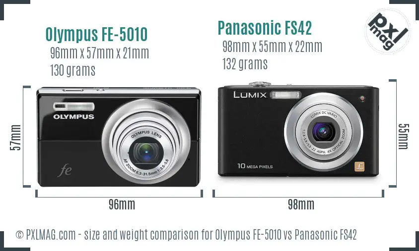 Olympus FE-5010 vs Panasonic FS42 size comparison