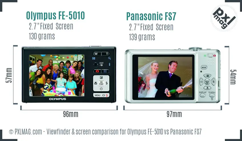 Olympus FE-5010 vs Panasonic FS7 Screen and Viewfinder comparison