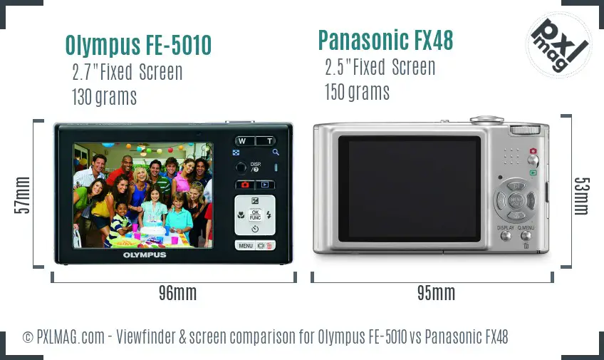 Olympus FE-5010 vs Panasonic FX48 Screen and Viewfinder comparison