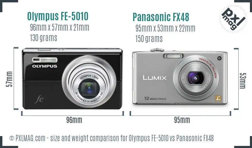 Olympus FE-5010 vs Panasonic FX48 size comparison