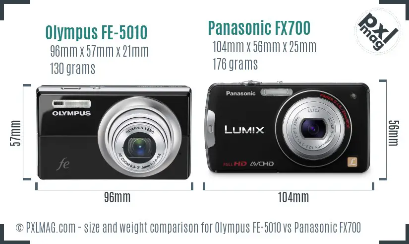 Olympus FE-5010 vs Panasonic FX700 size comparison