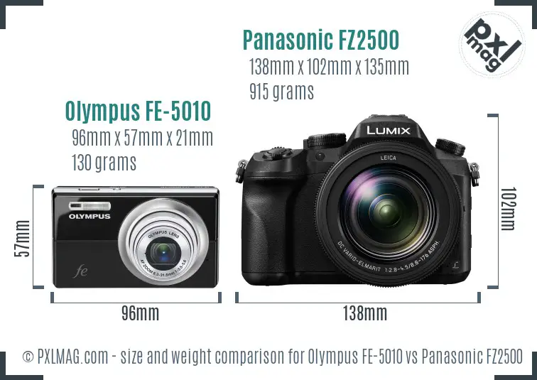 Olympus FE-5010 vs Panasonic FZ2500 size comparison