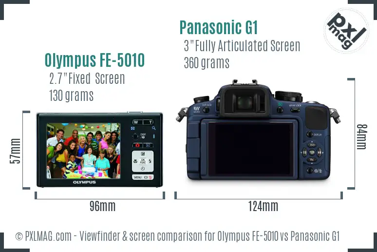 Olympus FE-5010 vs Panasonic G1 Screen and Viewfinder comparison