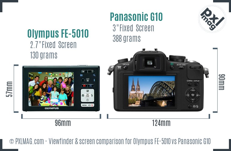 Olympus FE-5010 vs Panasonic G10 Screen and Viewfinder comparison