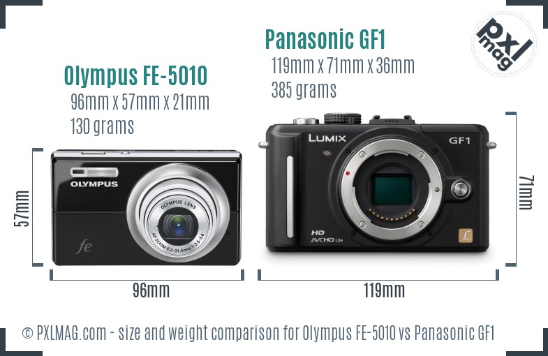 Olympus FE-5010 vs Panasonic GF1 size comparison