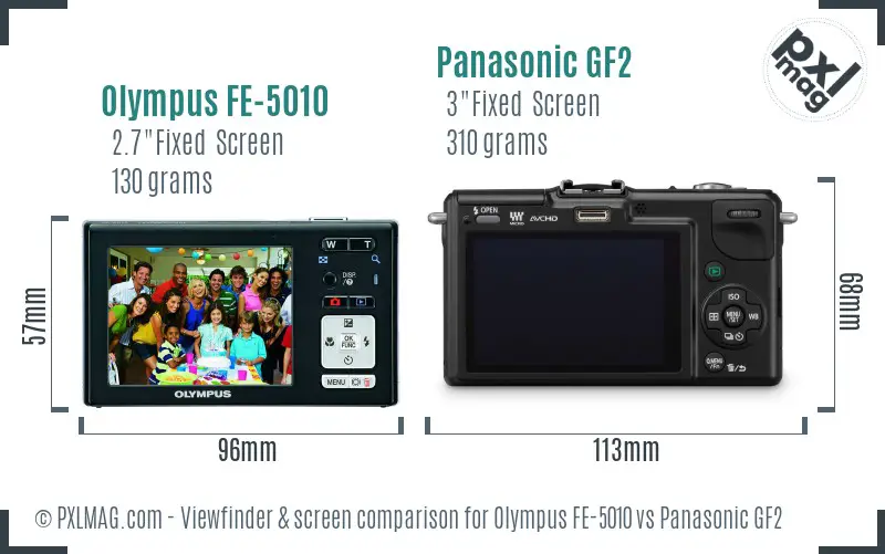 Olympus FE-5010 vs Panasonic GF2 Screen and Viewfinder comparison