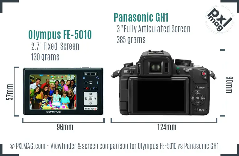 Olympus FE-5010 vs Panasonic GH1 Screen and Viewfinder comparison