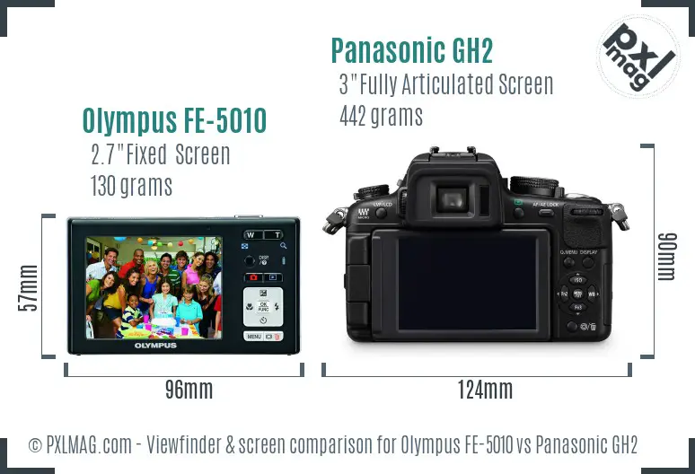 Olympus FE-5010 vs Panasonic GH2 Screen and Viewfinder comparison