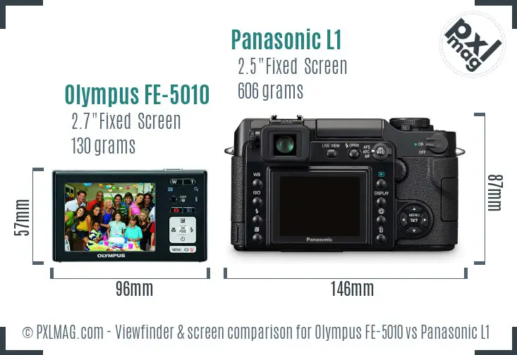 Olympus FE-5010 vs Panasonic L1 Screen and Viewfinder comparison Olympus FE-5010 vs Panasonic L1 Screen and Viewfinder comparison