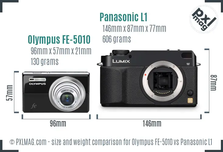 Olympus FE-5010 vs Panasonic L1 size comparison Olympus FE-5010 vs Panasonic L1 size comparison