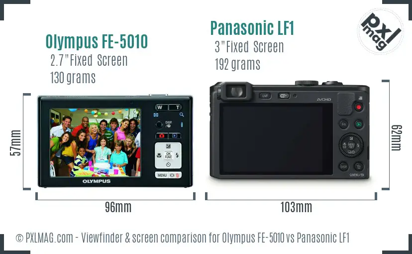 Olympus FE-5010 vs Panasonic LF1 Screen and Viewfinder comparison
