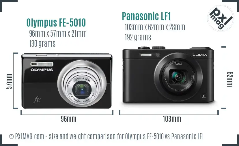 Olympus FE-5010 vs Panasonic LF1 size comparison