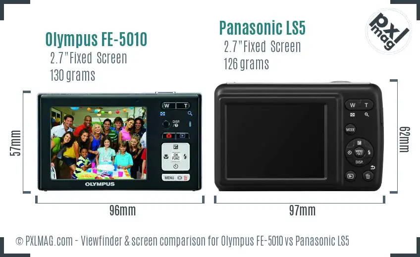 Olympus FE-5010 vs Panasonic LS5 Screen and Viewfinder comparison
