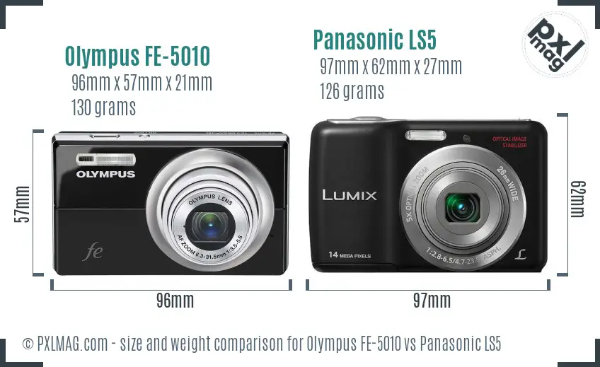 Olympus FE-5010 vs Panasonic LS5 size comparison
