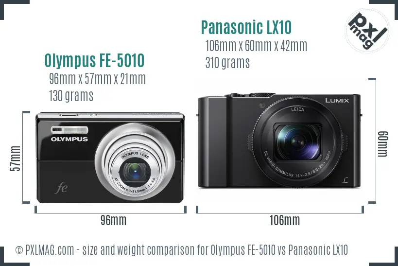 Olympus FE-5010 vs Panasonic LX10 size comparison Olympus FE-5010 vs Panasonic LX10 size comparison