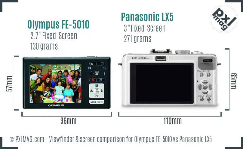 Olympus FE-5010 vs Panasonic LX5 Screen and Viewfinder comparison Olympus FE-5010 vs Panasonic LX5 Screen and Viewfinder comparison