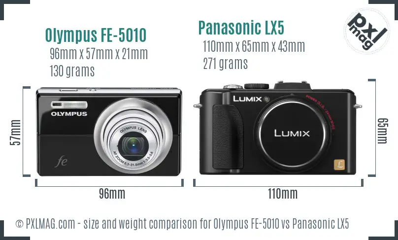 Olympus FE-5010 vs Panasonic LX5 size comparison Olympus FE-5010 vs Panasonic LX5 size comparison