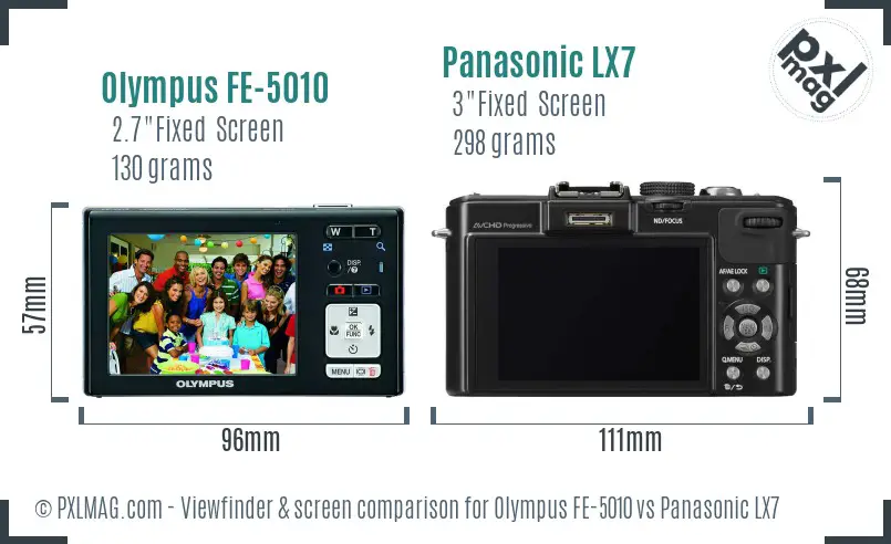 Olympus FE-5010 vs Panasonic LX7 Screen and Viewfinder comparison