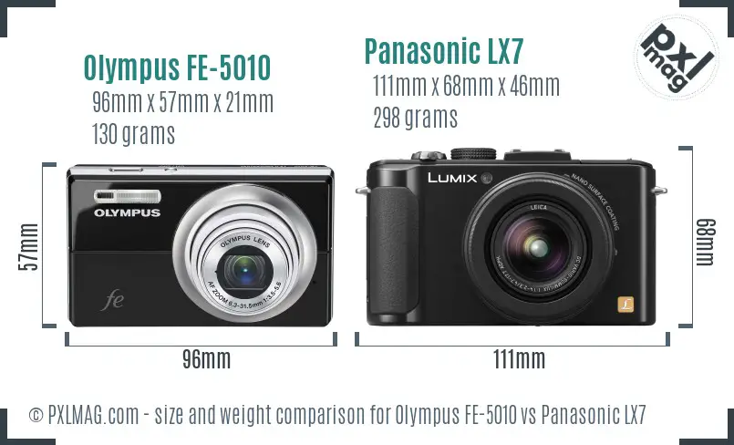 Olympus FE-5010 vs Panasonic LX7 size comparison