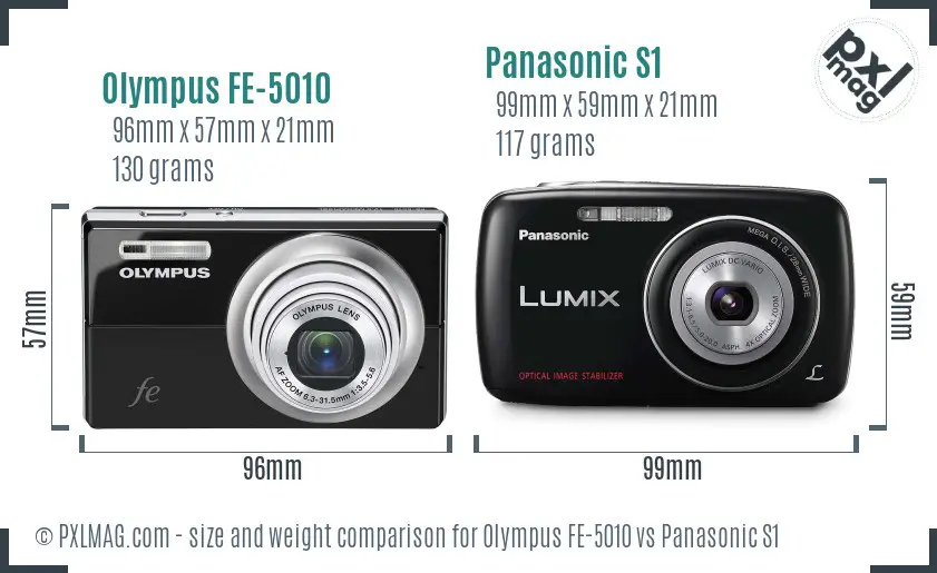 Olympus FE-5010 vs Panasonic S1 size comparison