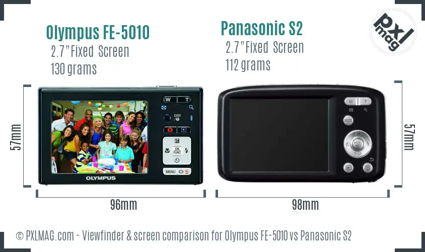 Olympus FE-5010 vs Panasonic S2 Screen and Viewfinder comparison