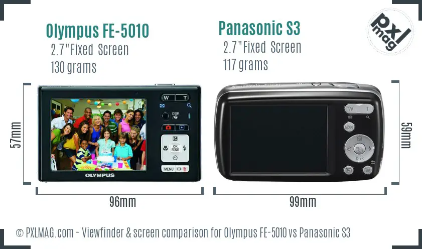 Olympus FE-5010 vs Panasonic S3 Screen and Viewfinder comparison