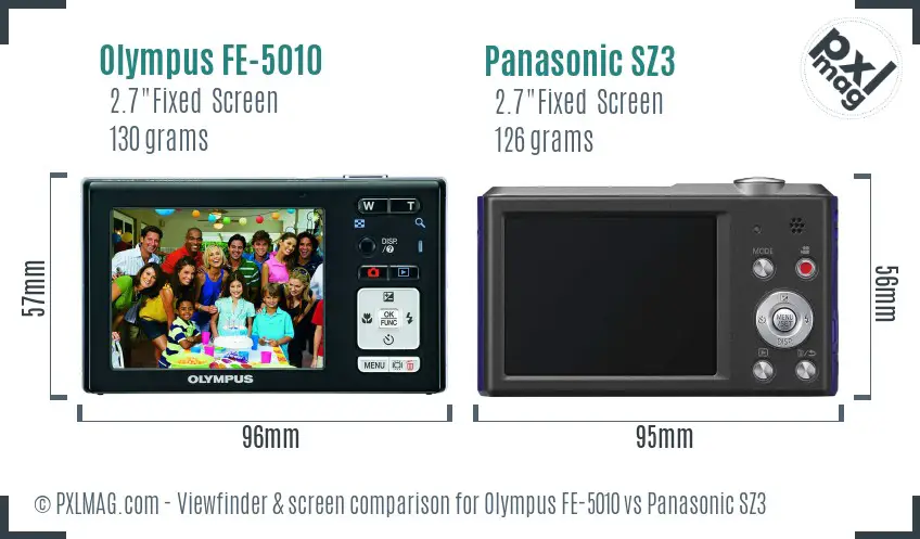 Olympus FE-5010 vs Panasonic SZ3 Screen and Viewfinder comparison