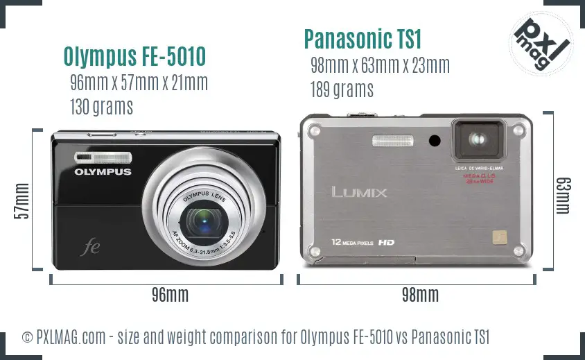 Olympus FE-5010 vs Panasonic TS1 size comparison