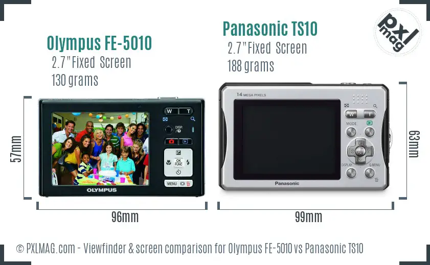 Olympus FE-5010 vs Panasonic TS10 Screen and Viewfinder comparison