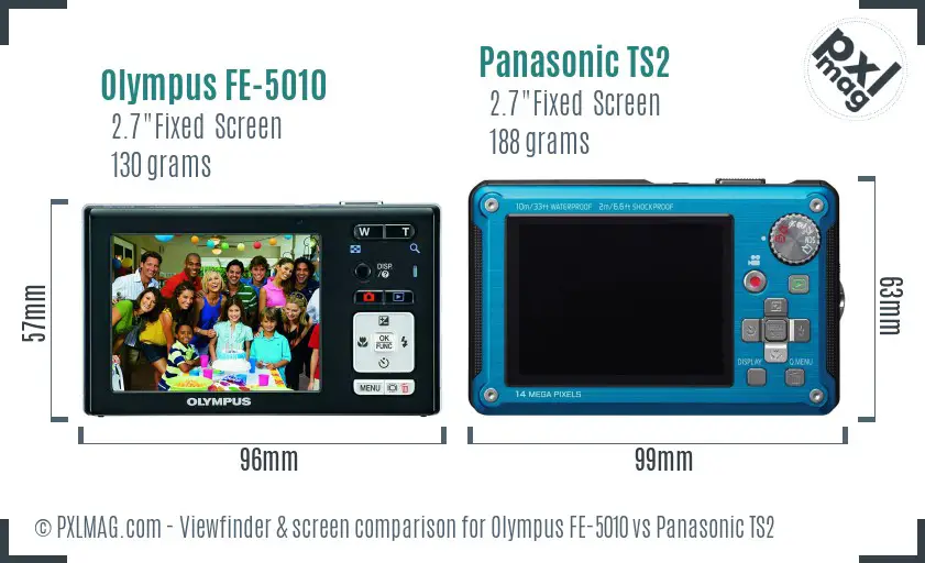 Olympus FE-5010 vs Panasonic TS2 Screen and Viewfinder comparison