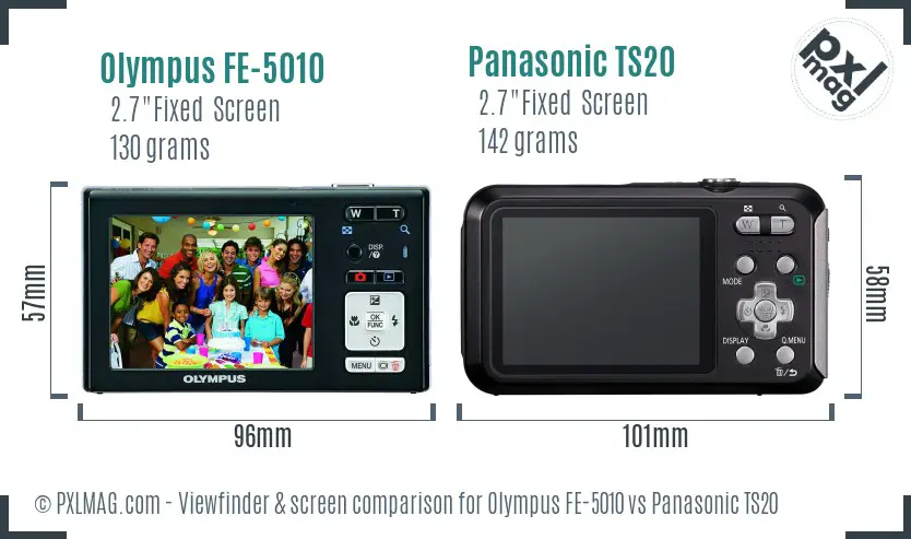 Olympus FE-5010 vs Panasonic TS20 Screen and Viewfinder comparison