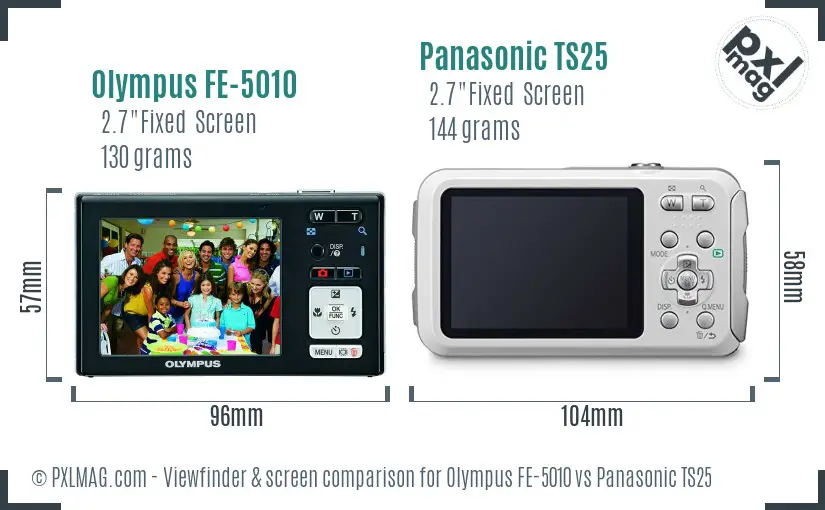 Olympus FE-5010 vs Panasonic TS25 Screen and Viewfinder comparison