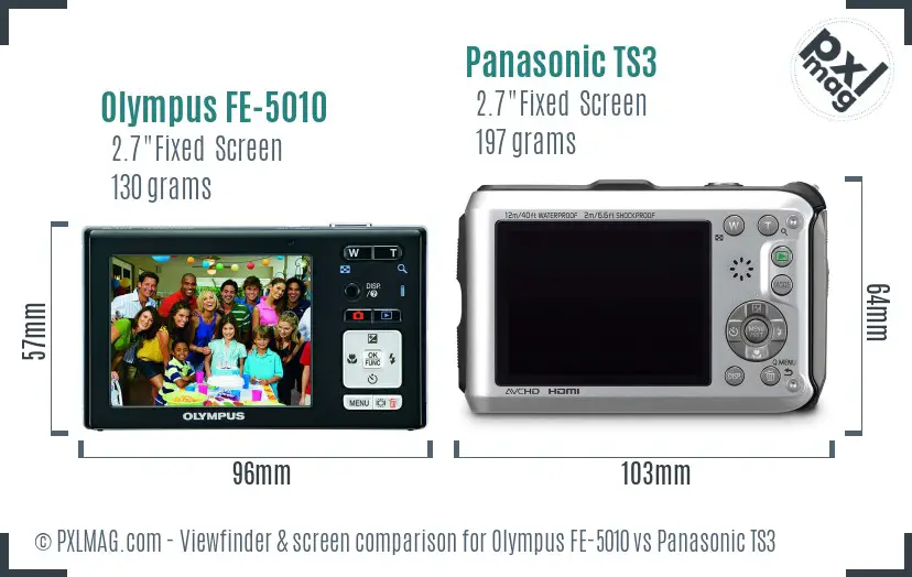 Olympus FE-5010 vs Panasonic TS3 Screen and Viewfinder comparison