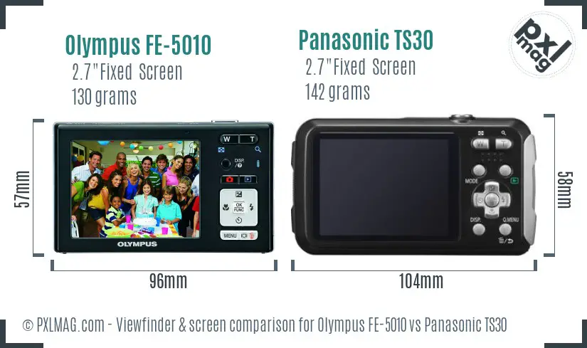 Olympus FE-5010 vs Panasonic TS30 Screen and Viewfinder comparison