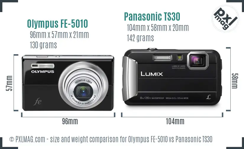 Olympus FE-5010 vs Panasonic TS30 size comparison