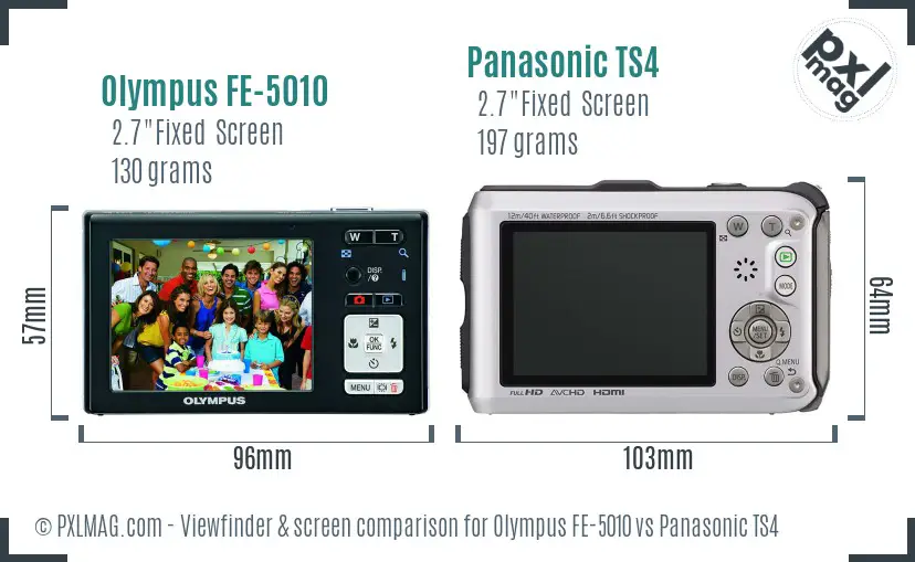 Olympus FE-5010 vs Panasonic TS4 Screen and Viewfinder comparison