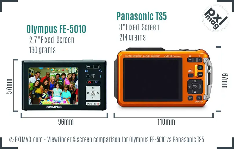 Olympus FE-5010 vs Panasonic TS5 Screen and Viewfinder comparison