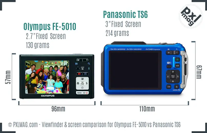 Olympus FE-5010 vs Panasonic TS6 Screen and Viewfinder comparison