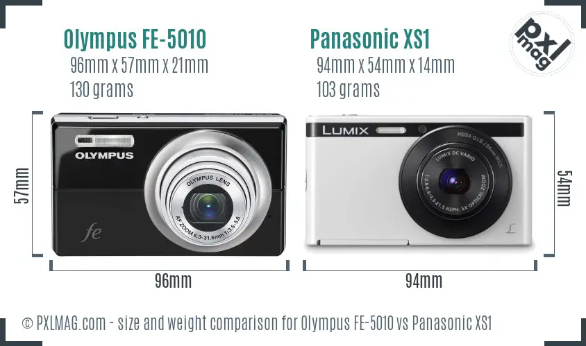 Olympus FE-5010 vs Panasonic XS1 size comparison