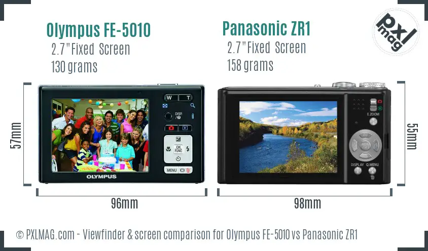 Olympus FE-5010 vs Panasonic ZR1 Screen and Viewfinder comparison