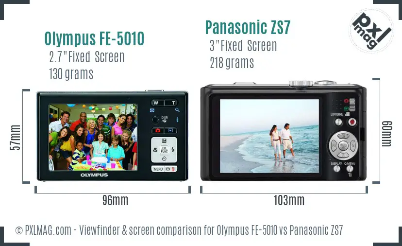 Olympus FE-5010 vs Panasonic ZS7 Screen and Viewfinder comparison