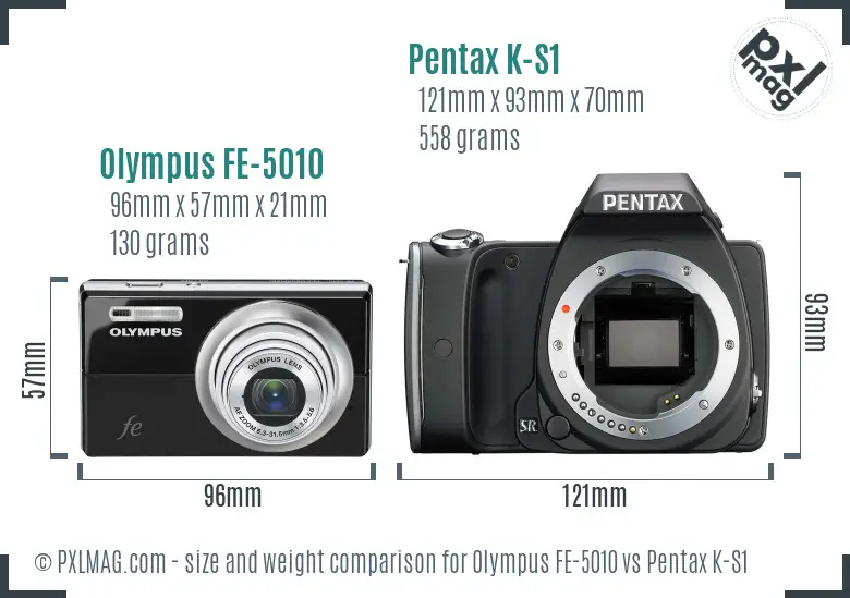 Olympus FE-5010 vs Pentax K-S1 size comparison
