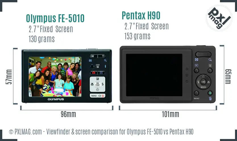 Olympus FE-5010 vs Pentax H90 Screen and Viewfinder comparison