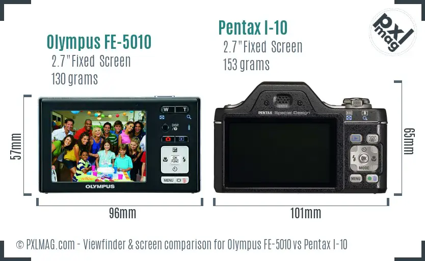 Olympus FE-5010 vs Pentax I-10 Screen and Viewfinder comparison