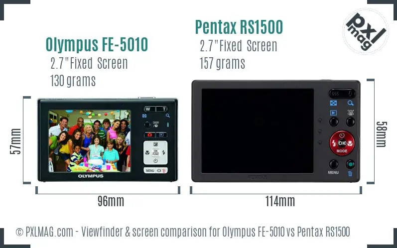 Olympus FE-5010 vs Pentax RS1500 Screen and Viewfinder comparison