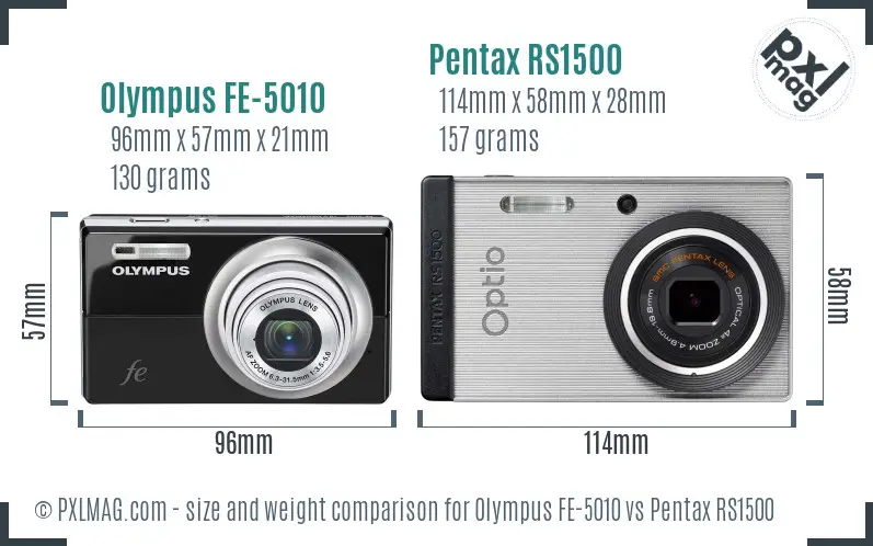 Olympus FE-5010 vs Pentax RS1500 size comparison